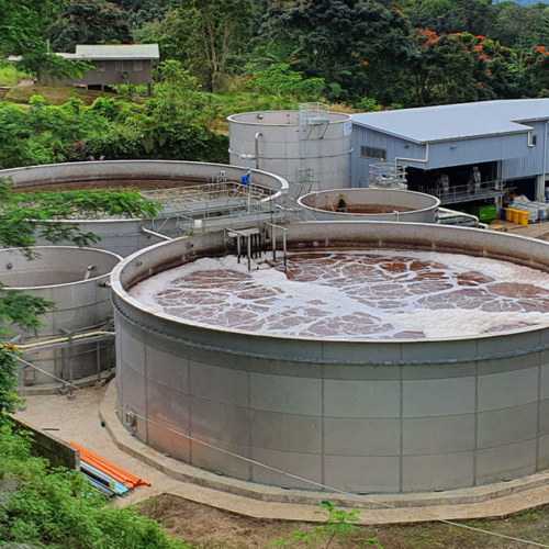 View of balance tank and SBR at a poultry processing plant in Fiji designed and constructed by Hydroflux

